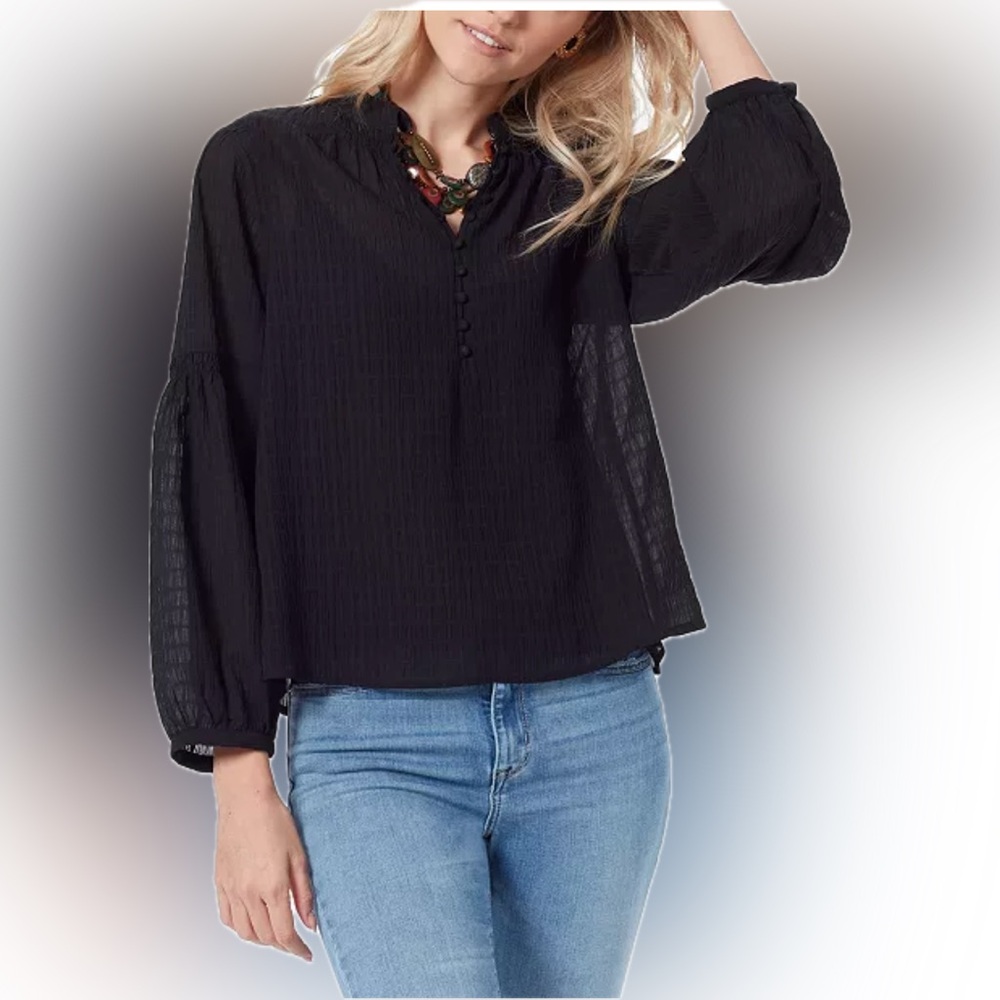 Sam Edelman Emmeline Smocking Trimmed Blouse size XS